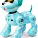 VATOS New Kids Smart Remote Control Robot Dog,17 Fun Interactive Functions Intelligent Programmable Kid Robotic Puppy with 2 Batteries, Singing Dancing Walking Robot Dog Toy for Kids 3-8 Year Blue