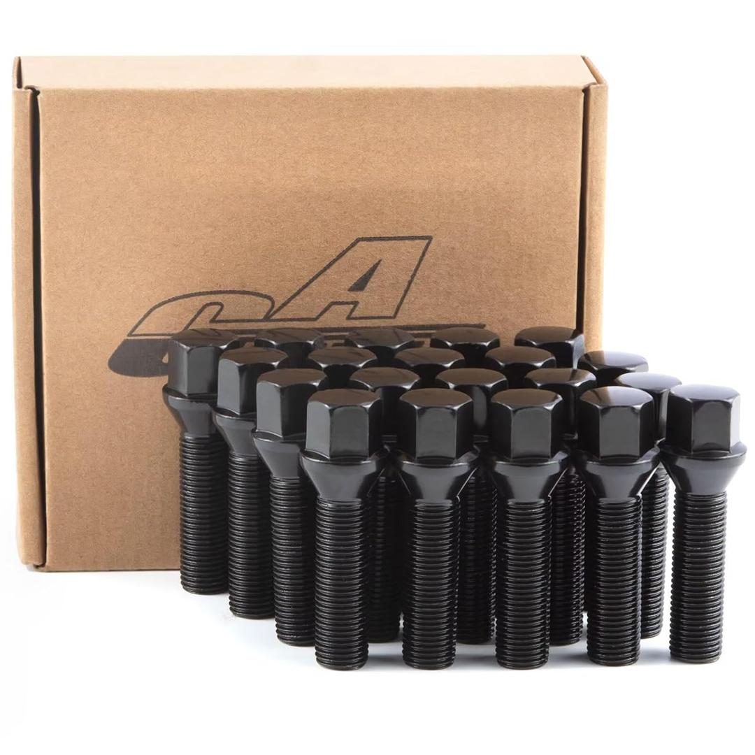 GAsupply 14x1.5 40mm Shank Lug Bolts, Fit for X3 E83, for X5 E53, for 7 Series E6x, 20pcs Black Conical Seat 61mm Tall Lug Studs for Wheel Spacers, 17mm Hex, 40mm Thread Length Extended Wheel Hub Bolt