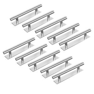 10 Pack Self-Stick Push Pull Helper ABS Plastic Wardrobe Handle Instant Cabinet Drawer Furniture Handles (Silver)