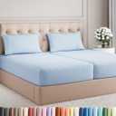 Split King Size 5 Piece Sheet Set - Comfy Breathable & Cooling Sheets - Hotel Luxury Bed Sheets for Women & Men - Deep Pockets, Easy-Fit, Soft & Wrinkle Free Sheets - Sky Blue Oeko-Tex Bed Sheet Set