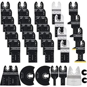 Bionso 35 PCS Oscillating Saw Blades, Premium Multitool Kit for Wood Metal Plastics, Tool Blades Fit Dewalt Worx Rockwell Wen Milwaukee Makita Ryobi Bosch Fein Porter Genesis Black