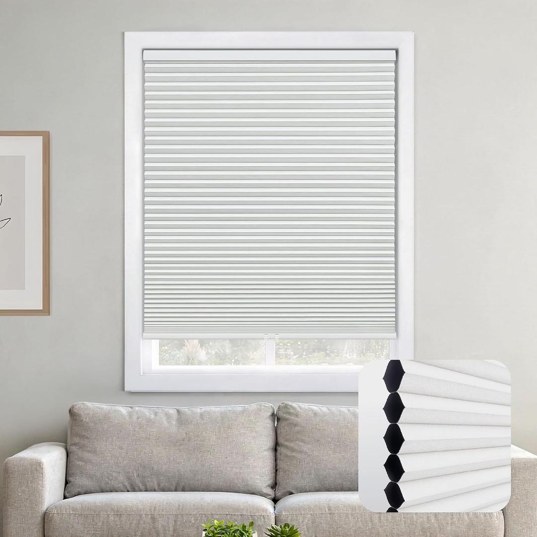 DEZ FURNISHINGS Cordless 1.5" Blackout Cellular Shade, 42"W x 72"H, White