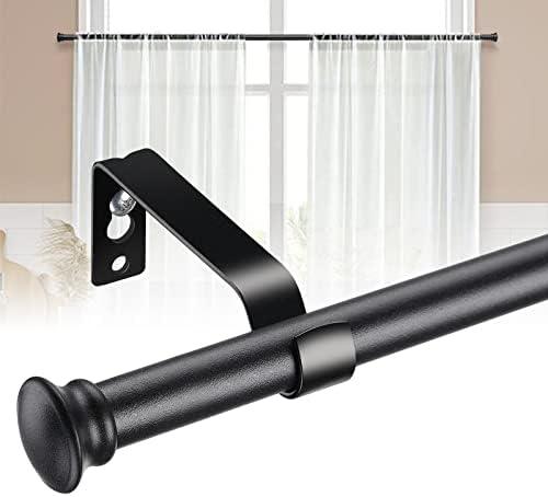 Curtain Rods for Windows 48 to 93” - 5/8 Inch Heavy Duty Metal Curtain Rods Set - Rustic Decorative Drapery Rods with Brackets for Farmhouse,Bedroom,Sliding Glass Door - Matte Black