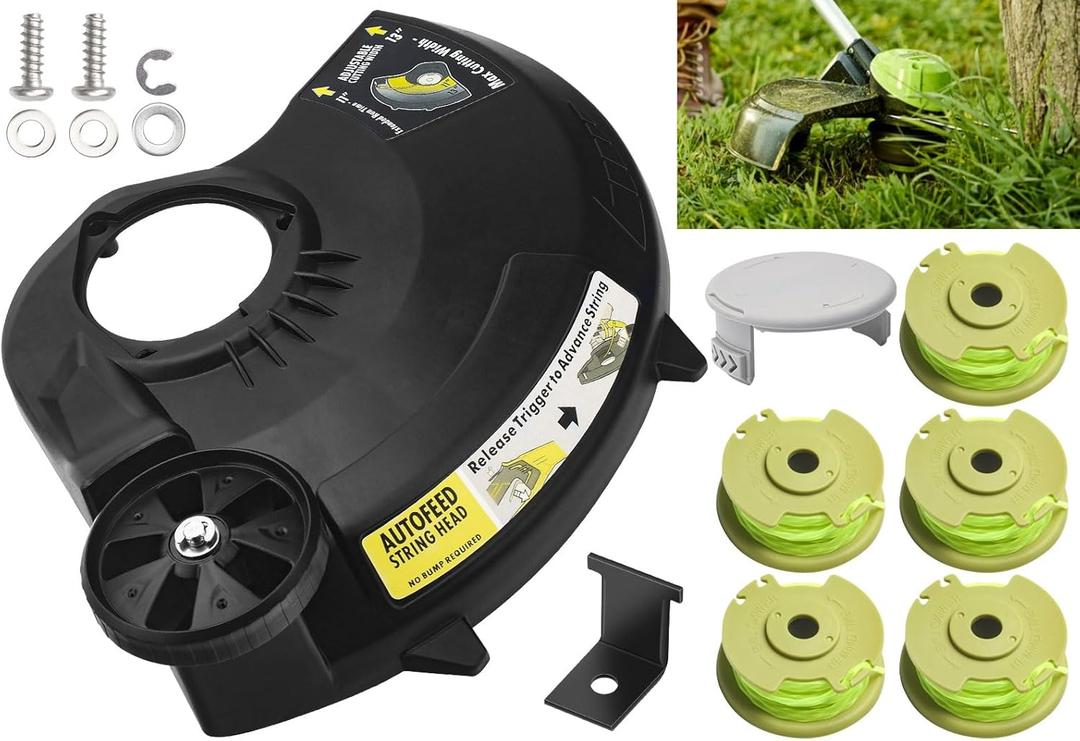 351122001 String Trimmer Guard Assembly Compatible with Ryobi P2008 P2008VNM Trimmer/Edger, Contain String Trimmer Line Cut-Off Blade Knife Cutter and AC80RL3 String Trimmer