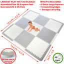 Extra Large Baby Play Mat Tiles Thick Foam Non-Toxic Floor Puzzle Mat Interlocking Activity Playmat for Infants Toddlers Kids Crawling Tummy Time 74x74 Inches (Grey/White)