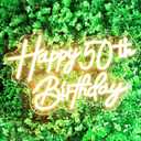 Happy 50th Birthday Neon Sign For Birthday Party16.5"*10.5" Neon Happy Birthday Led Neon Light For Party Backdrop Wall Decor With Dimmable Switch Birthday Light Up Sign Birthday Gift