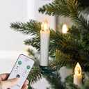 Christmas LED Window Candles with Remote Timer, 20 pcs Waterproof Battery Operated Xmas Tree Candles, Warm White LED Taper Candles for Holiday Wedding Home Chandelier Decor