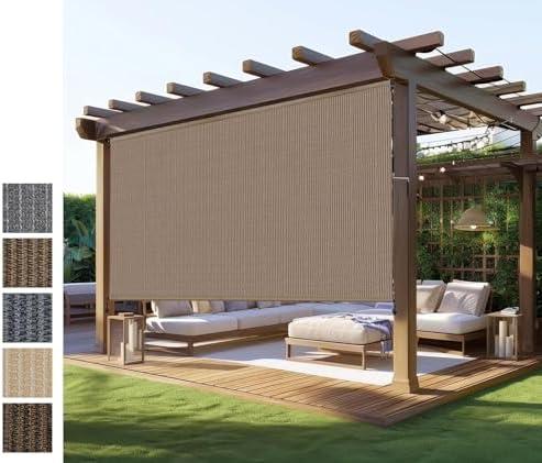 Outdoor Roller Shade for Patio, Exterior Cordless Blinds Patio Shades Roll Up Outdoor Blinds Screen for Porch Gazebo Pergola Backyard Privacy Protection,UV Sun Block Fade-Resistant 10ft Wide x 8 H