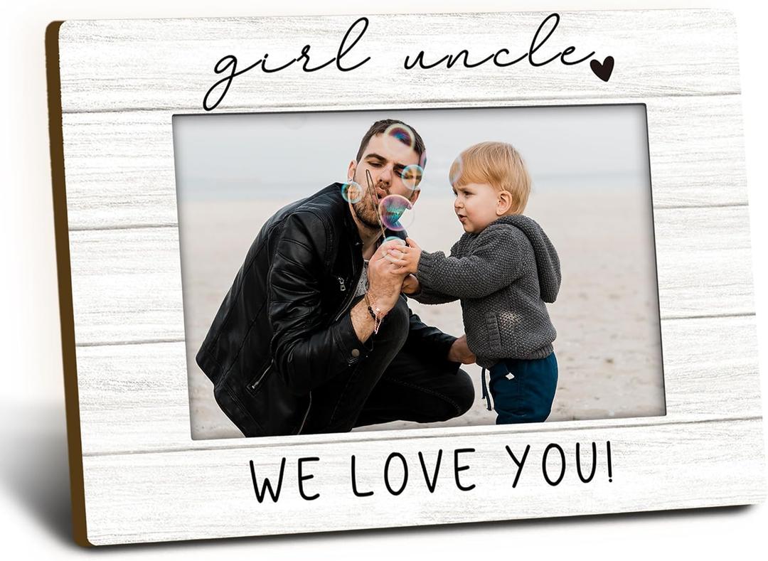 Uncle Gifts Picture Frame 4x6, Uncles Wooden Picture Frame, Christmas Fathers Day Birthday Gifts for Uncles from Niece, Girl Uncle We Love You Decorative Photo Frames for Table Desk Decor