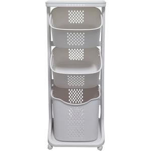 Laundry Basket with Wheels and 3 Layers for Clothes Storage,Multi-functional Kitchen,Bathroom Laundry Hamper