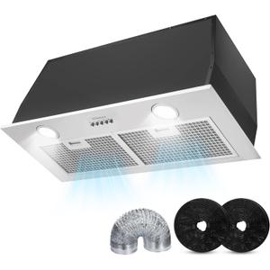 700CFM Range Hood Insert 30 inch, Stainless Steel Built-in Kitchen Vent Hood, Stove Hood with Bright LED Lights & Push Button Control, Grease Filter, Carbon Filter, Ducted/Ductless Convertible
