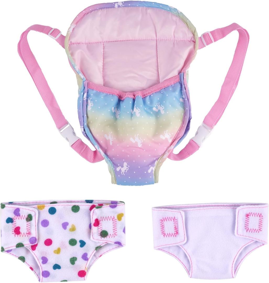 BABESIDE Baby Doll Accessories, Doll Carrier with 2 Doll Diapers  Baby Dolls Accessories Set for 12-15 Inch Dolls, Pretend Play Gift for Girls