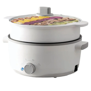 Hot Pot Electric with Steamer, 3L Ramen Cooker, Portable Cooker, Non-Stick Frying Pan, Sauté Pan (Hot Pot + Steamer) (Hot Pot + Steamer)