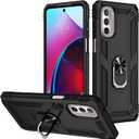 Military Grade Drop Impact for Moto G Stylus 5G 2022 Case 360 Metal Rotating Ring Kickstand Holder Armor Heavy Duty Shockproof Case for Motorola Moto G Stylus 5G 2022 Phone Case (Black)