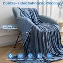 OIGAE Cooling Blanket for Hot Sleepers - Soft & Lightweight Summer Cold Blanket for Night Sweats | Perfect for Bed, Couch, Sofa (Dark Blue, 96" x 120")