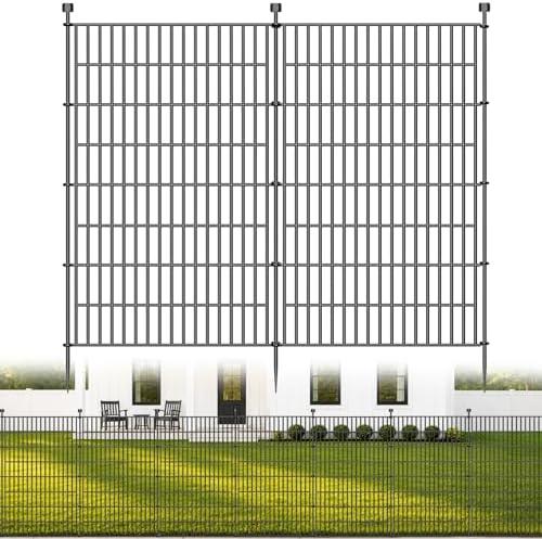 No Dig Garden Fence Outdoor for Yard, 48in (H) x 23.6ft(L) | 10 Panels Animal Barrier Fence, Rustproof Metal Temporary Dog Fence, Decorative Fencing for Patio, Flower Bed