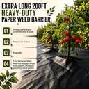 3 x 200 ft Biodegradable Paper Weed Barrier Black Heavy Duty Biodegradable Landscape Fabric with Landscape Staples and Pick Hook Stronger Weed Grass Blocker for Outdoor Garden Lawn