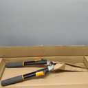 Fiskars Power-Lever Extendable Hedge Shears, Self-Sharpening Serrated Steel Blades for Clean Cuts, Handles Adjust 25"-33" for High Reach, Multiplies Leverage for 2x Power, 10" Blades, Orange/Black