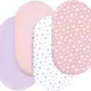 Bassinet Sheets Set 4 Pack for Baby Girl, Universal Fit for Oval, Hourglass and Rectangular Mattress, Pink 32"X17"