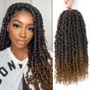 Nice One Pre-Twisted Passion Twist Hair 14 Inch, 112 Strands Short Passion Twist Crochet Hair for Women 3 Packs Ombre Brown Pre-Looped Passion Twists Braiding Synthetic Hair Extensions (14inch,T30#)
