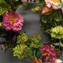 Nearly Natural 24" Peony Wreath, 24in, Mixed