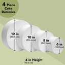 Juvale Round Foam Cake Dummy - Wedding Cake Display Platform - Stackable Tier Stacking Kit - Practice Decorating Supplies - 6", 8", 10" & 12" Tiers, 16" Tall