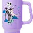 Silver Buffalo Disney Nightmare Before Christmas by Tim Burton Jack Skellington Double Walled Stainless Steel Tumbler with Handle and Straw, Fits in Standard Cup Holder, 40 Ounces