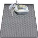 Cat Litter Mat for Litter Box, Silicone Large Cat Litter Trapping Mat - 37x22 in, Waterproof & Non-Slip, Durable & Easy Clean, Grey