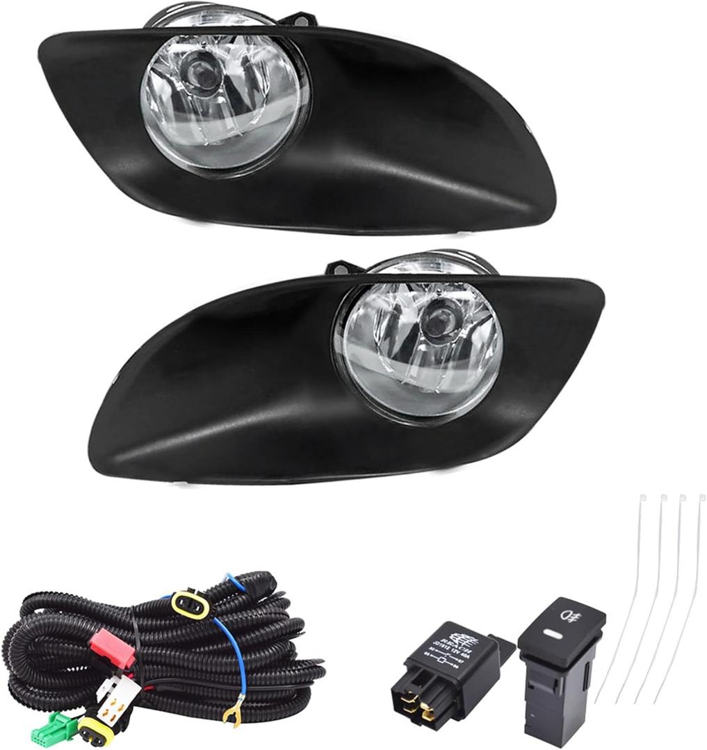 Left and Right Front Fog Lights Lamp Assembly Replacement for Yaris 4Dr 2007 2008 2009 2010 2011 with Switch Kit 8122-0D041