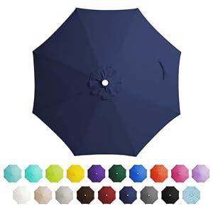 JEAREY 9 ft Patio Umbrella Replacement Canopy for 8 Ribs, Table Market Yard Umbrella Replacement Top Cover-Navy (Canopy Only)