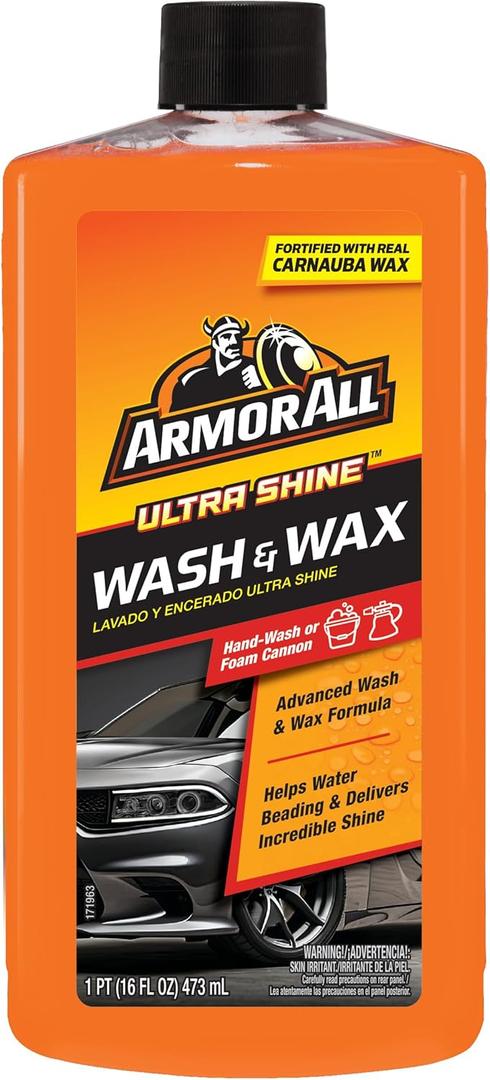 Armor All Ultra Shine Car Wash and Wax, Car Wax and Cleaner for Cars, Trucks and Motorcycles, 16 Fl Oz