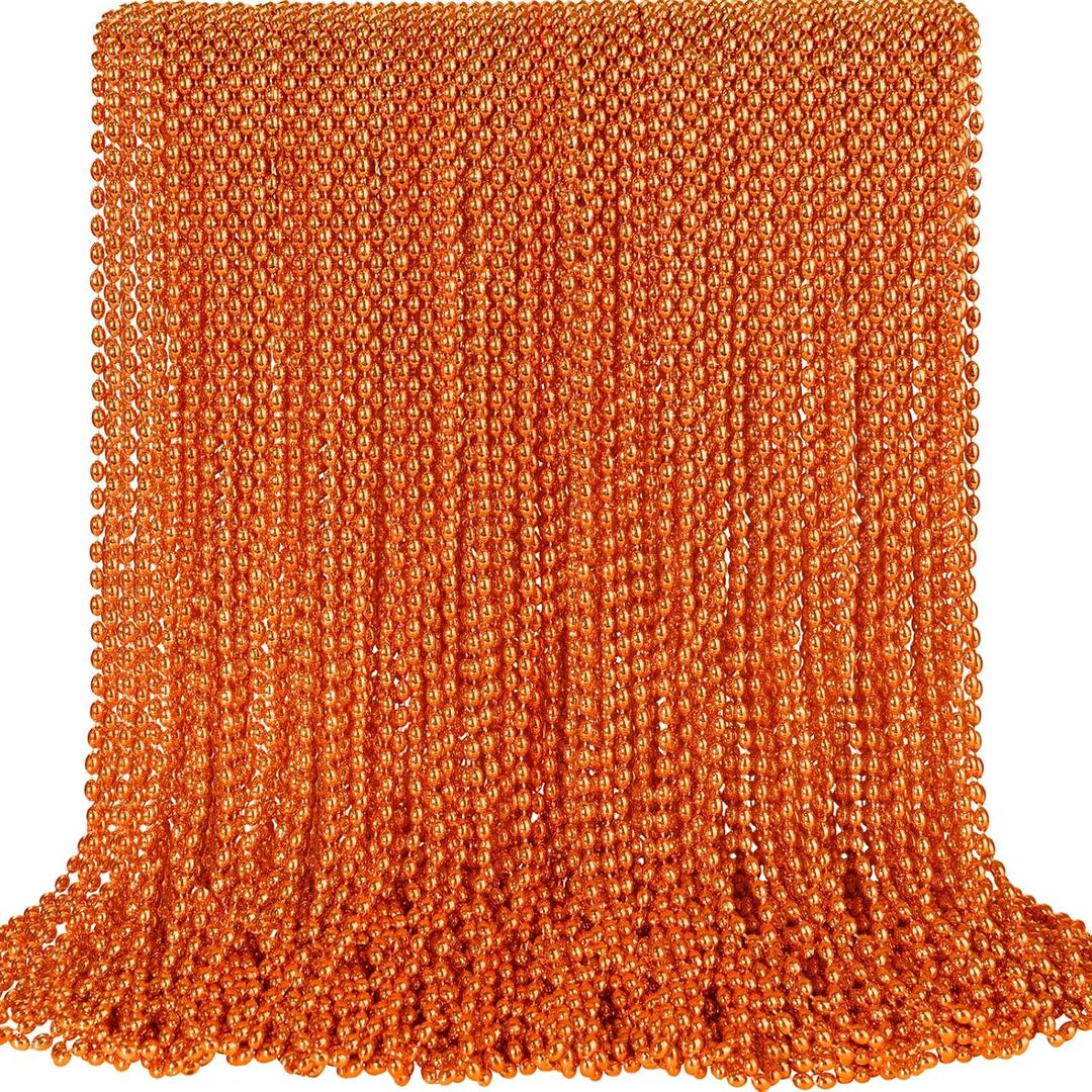 SHAOQINLIN 100 PCS Orange Bead Necklace, Orange Mardi Gras Beads, Halloween Necklaces, 30.5 Inch Party Beads Oval Beaded Necklace for Mardi Gras, Christmas, Halloween 