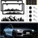 2PCS Car License Plates Frames Mountains,Raised Mountain Cars Plate Frame with Screws & Caps,Decorative Universal Cars Tag Frame as Car Accessories Include Mountain Decal