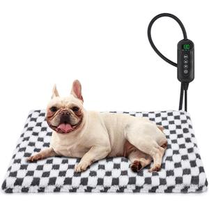 MIXJOY Heated Dog Bed, 11 Adjustable Temperature Dog Heating Pad Indoor with Timer, Pet Heated Mat for Dogs Cats, Electric Cat Heating Pad with Washable Cover, Heated Pet bed-28''x20'', Medium