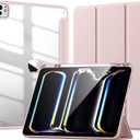 New Compatible with iPad Pro 13 inch Case M5 2025/M4 2024 with Built-in Pencil Holder, Kidopire for iPad Pro 13 Case with Hard Clear Back Shell, Support Pencil Pro & Pencil USB-C, Auto Wake/Sleep,Pink
