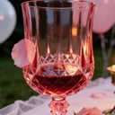 Ciaell 24PCS Pink Plastic Wine Glasses - 7 Oz Plastic Goblets for Party - Pink Vintage Drinking Glasses - Disposable Water Goblets Set for Wedding, Bar, Wine, Cocktail, Whiskey & Mother's Day