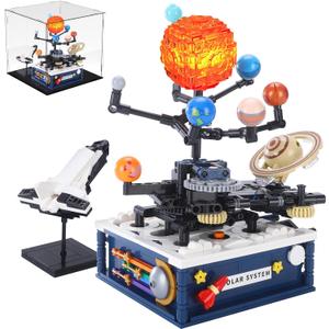 Solar System Model Building Blocks Sets with Acrylic Display BoxTechnic Space Earth Moon and Sun Orrery Educational Planet Toys for Science Experiments Learning Kits 775 Pieces (Tyxdz)