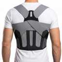 Posture Corrector for Men, Adjustable Upper Back Brace with Breathable Mesh Back, 4 Flexible Support Stays & Underarm Fit Adjustment, Back Straightener Helps Reduce Slouching Strain for Desk Work, Sitting, Reading & Posture Training