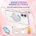 MATEPROX Magnetic Clear Compatible with iPhone 16 Case[2024],[Compatible with MagSafe][Never Yellowing] Anti-Slip Military Protective Bumpers Cover 6.1" with Screen Protector-Pink