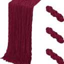 3 Pack Burgundy Cheesecloth Table Runner, 17 x 108 Inch, Gauze Cheese Cloth Table Runner Rustic Sheer Runner for Wedding Birthday Party Baby Shower Table Decor(Burgundy)