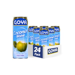 Goya Foods Coconut Water With Pulp, Real Coconut Pieces, 17.6 Fl Oz, Pack of 24, (33939), Best By:01/06/27