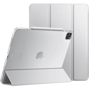 JETech Case for iPad Pro 12.9-Inch (6th/5th Generation, 2022/2021 Model), Slim Stand Hard Back Shell Smart Cover with Auto Wake/Sleep (Silver)