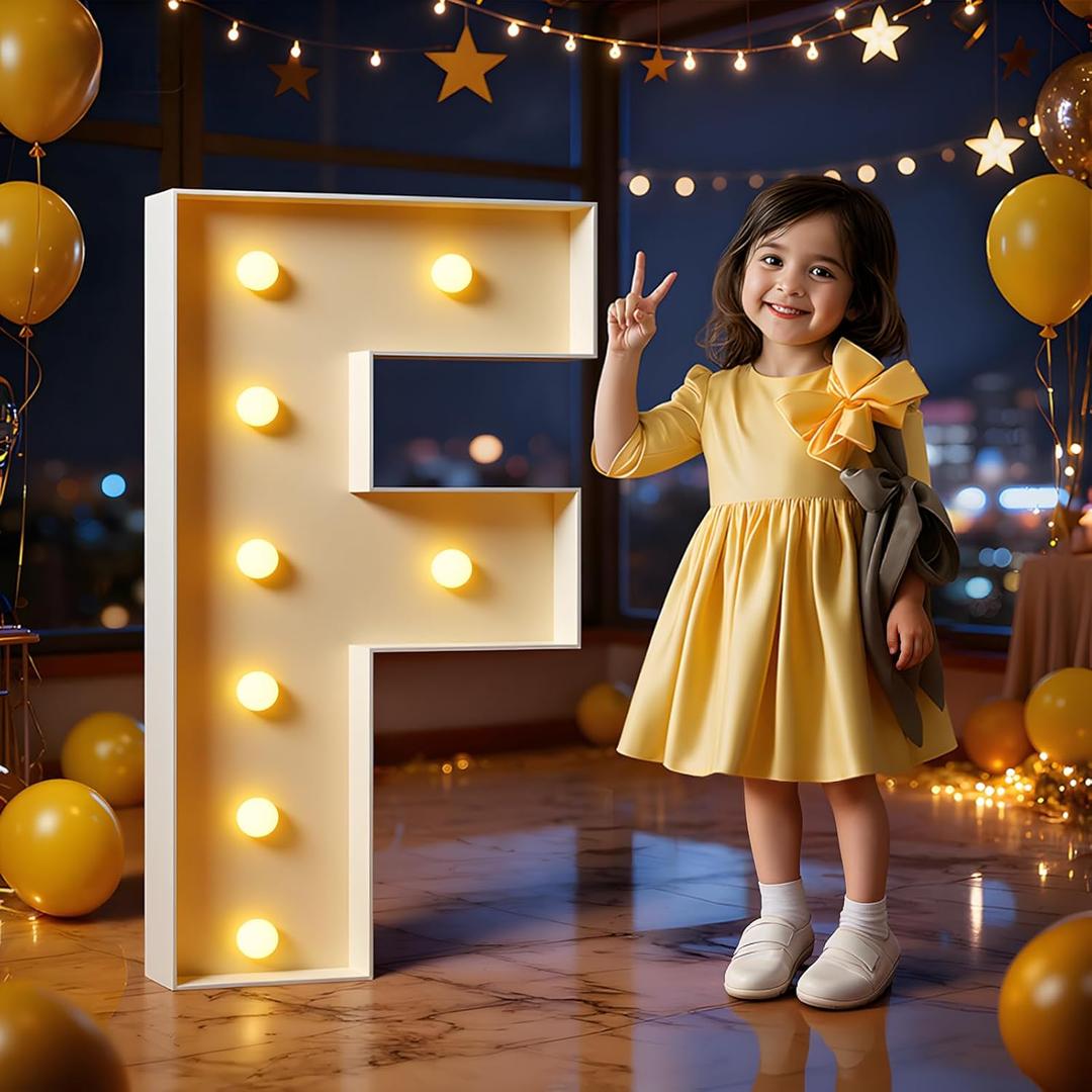 Marquee Letters 3 Feet Tall Large Light Up Letters F Happy Birthday Decorations Marry Me Engagement Party Decor Yellow Light Birthday Decorations Balloon Arch Kit Foam Sign F