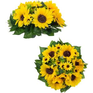 BLOSMON Sunflower Artificial Flowers Ball - 2 Pcs Fake Sunflower Flowers CenterPieces Decoration for Wedding Table Silk Kissing Floral Arrangements for Home Party Event DIY Decor
