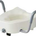 Medline 5" Elongated Raised Toilet Seat, with Lock and Removable Padded Arms- A Medical Seat for Seniors, Elderly, Adults, or Post-Surgery Recovery, 1 Ct.