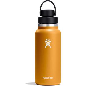 Hydro Flask Water Bottle - Insulated Stainless Steel - Wide Mouth Chug Lid, Non Spill, Leakproof in 32 Oz Fossil Brown
