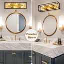 TOCHIC Black and Gold Crystal Bathroom Vanity Light, 26 Inch Wide Dimmable Wall Mount Lighting Fixture for Mirror, Cabinet, Powder Room and Bedroom