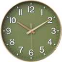HZDHCLH Wall Clocks Battery Operated,12 inch Silent Non Ticking Modern Wall Clock for Living Room Bedroom Kitchen Office Classroom Decor (Olive Green and Gold)