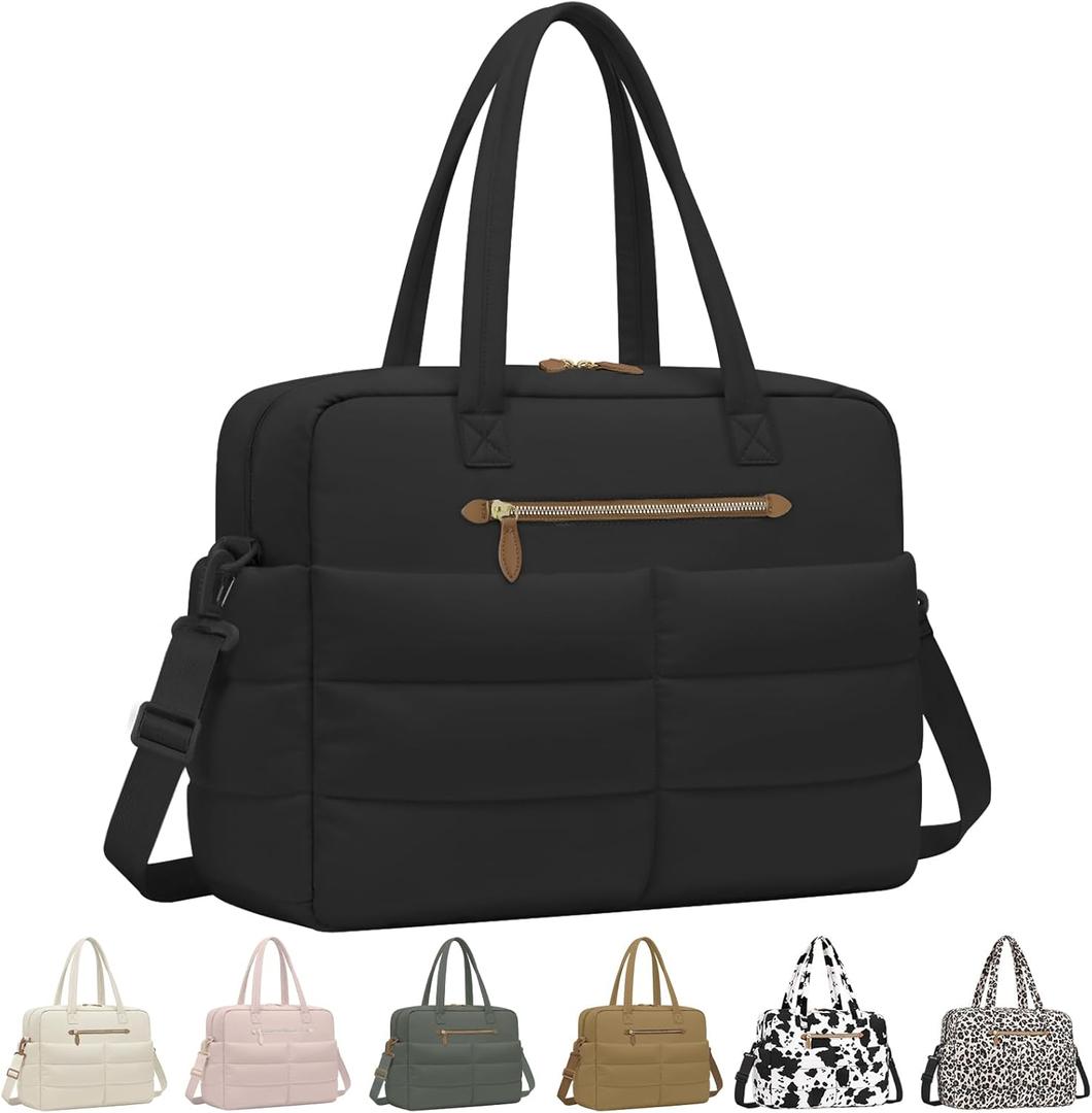 Vankor Travel Duffel Bags, Personal Item Travel Bag, Weekender Bags for Women Men Workout Duffle Gym Overnight Bag Foldable Lightweight Tote Carry On Hospital Bag, Black