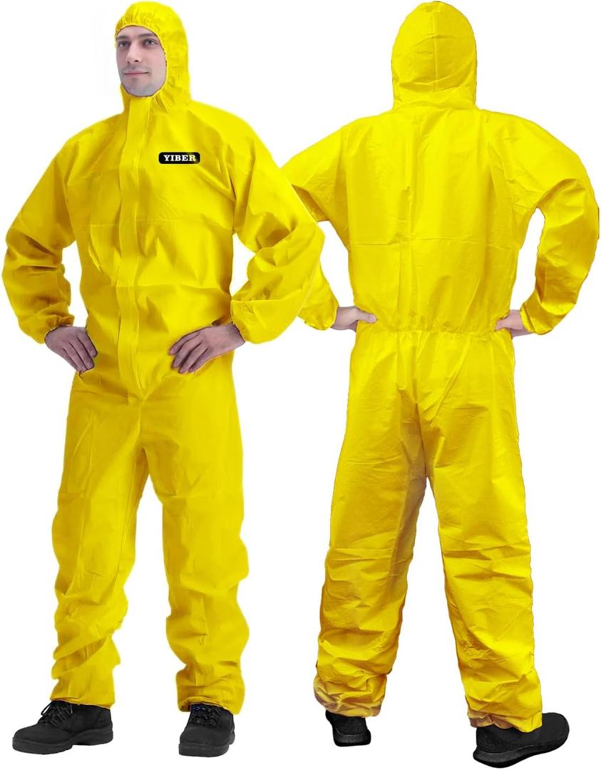 Hazmat Suit Disposable Coverall | Full Body Painters Suit in 7 Sizes with Multiple Specifications for Men & Women - Medium, Yellow, 3